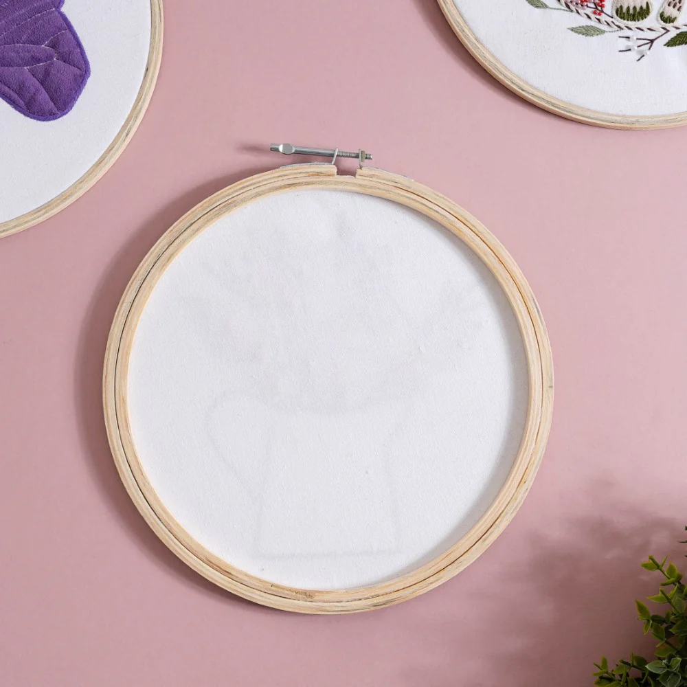 Flower Vase Hand Embroidered Hoop Wall Hanging 10 Inch - Image 7