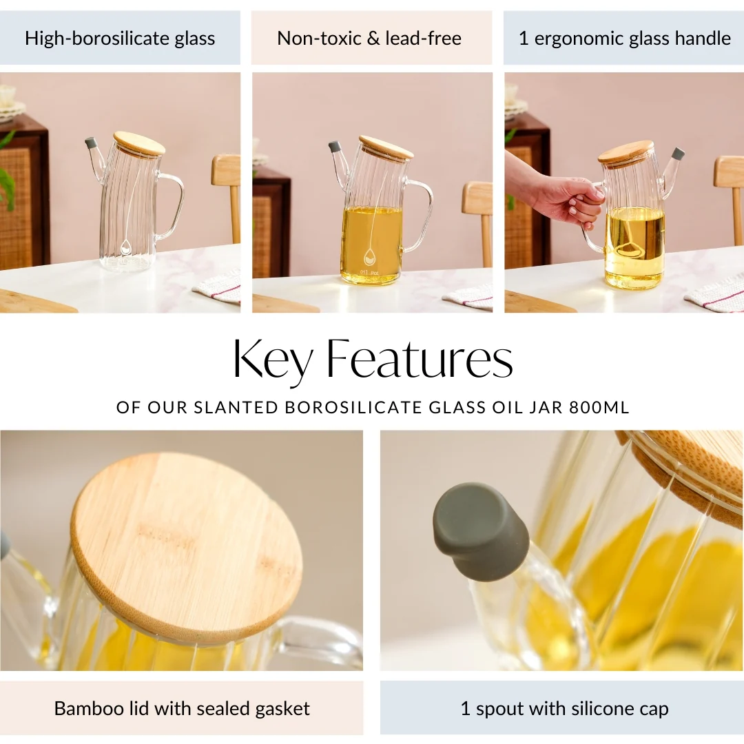 Fluted Borosilicate Glass Oil Jar 800ml - Image 5