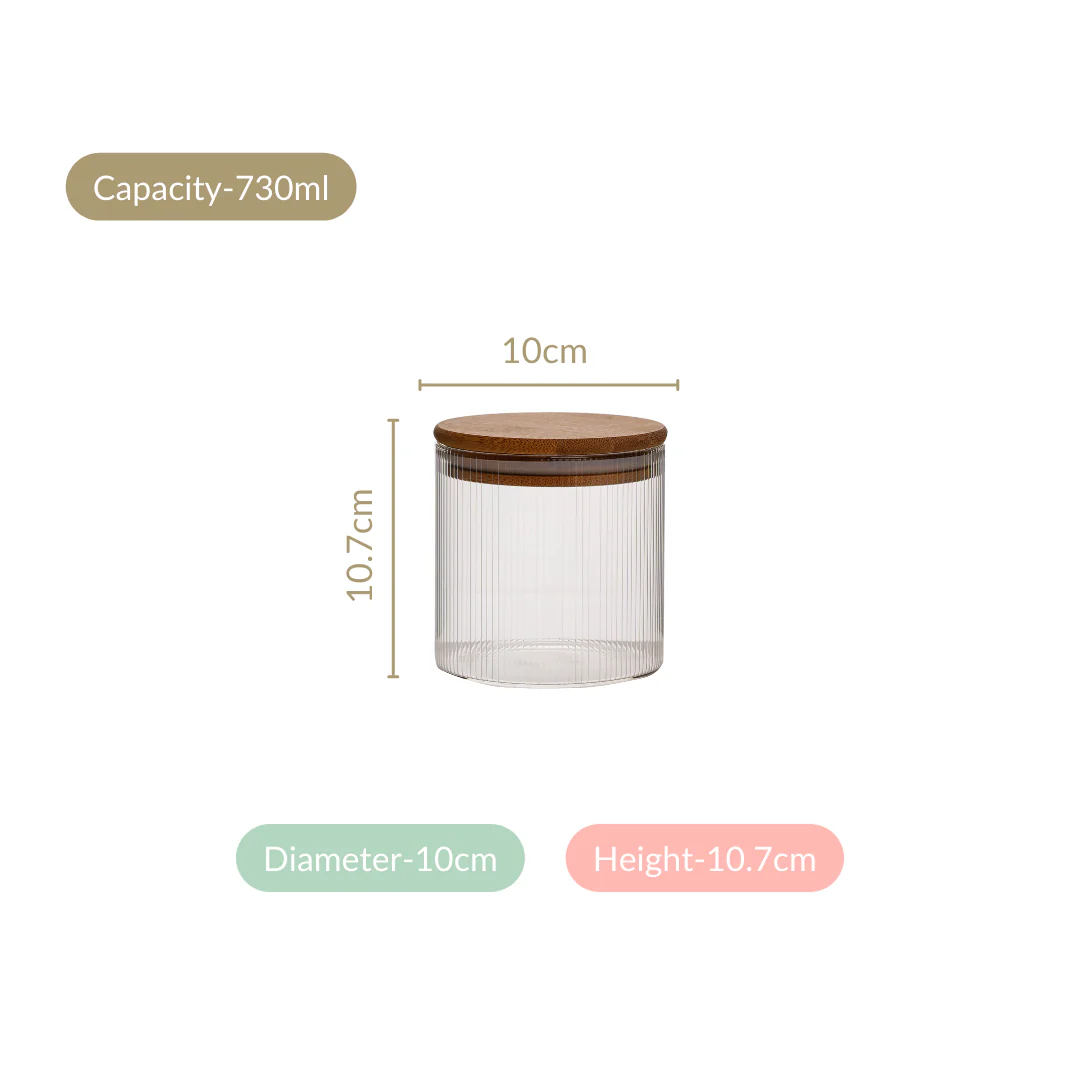 Fluted Storage Glass Jar Set Of 4 730ml - Image 4