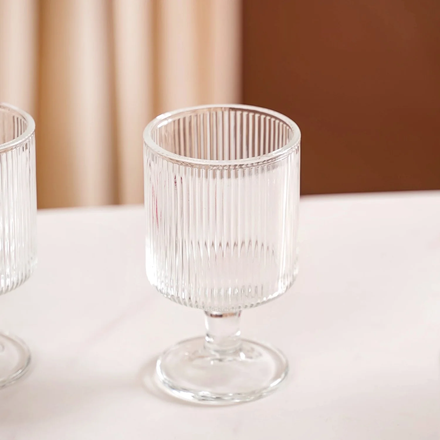 Fluted Transparent Stemmed Goblet Set Of 6 225ml - Image 6