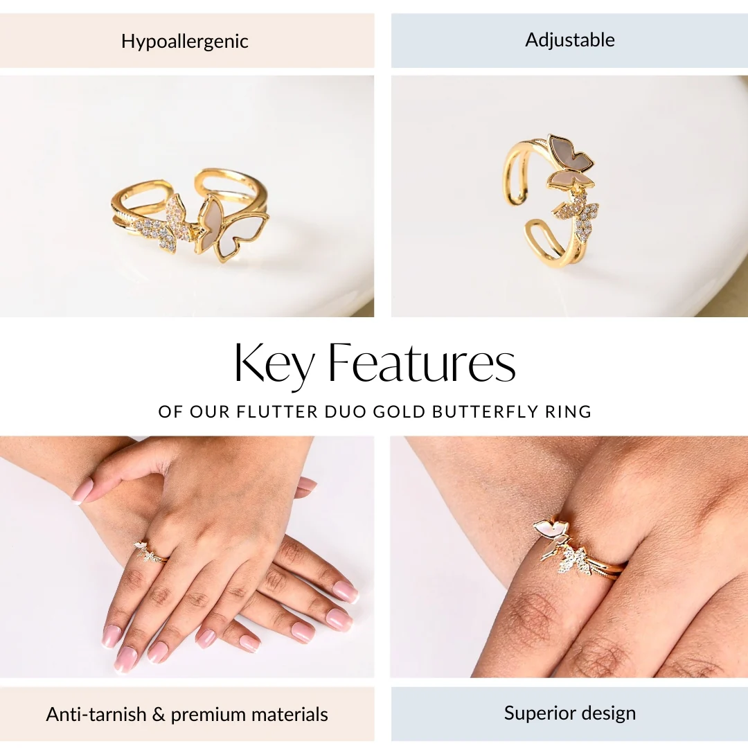 Flutter Duo Gold Butterfly Ring - Image 4