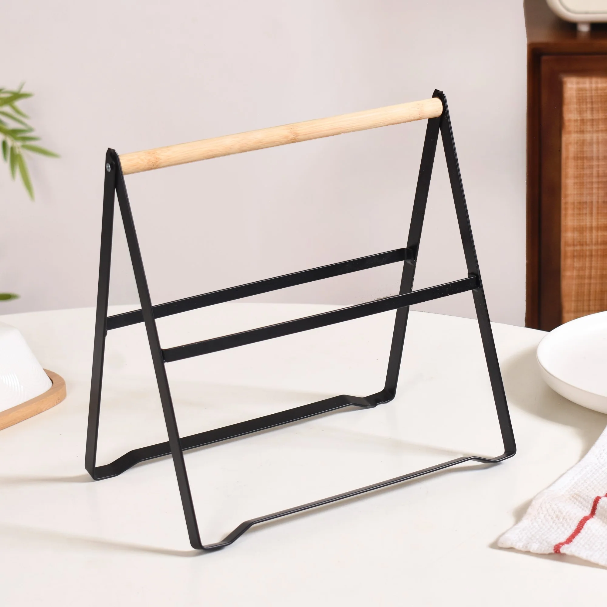 Foldable 2 Tier Wooden Storage Rack - Image 6