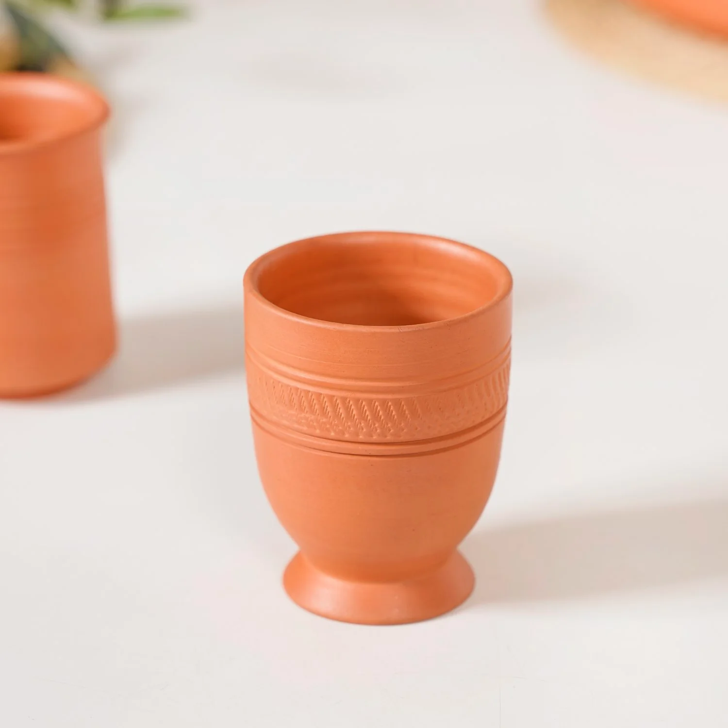 Footed Terracotta Clay Tumblers Set Of 4 200ml - Image 2