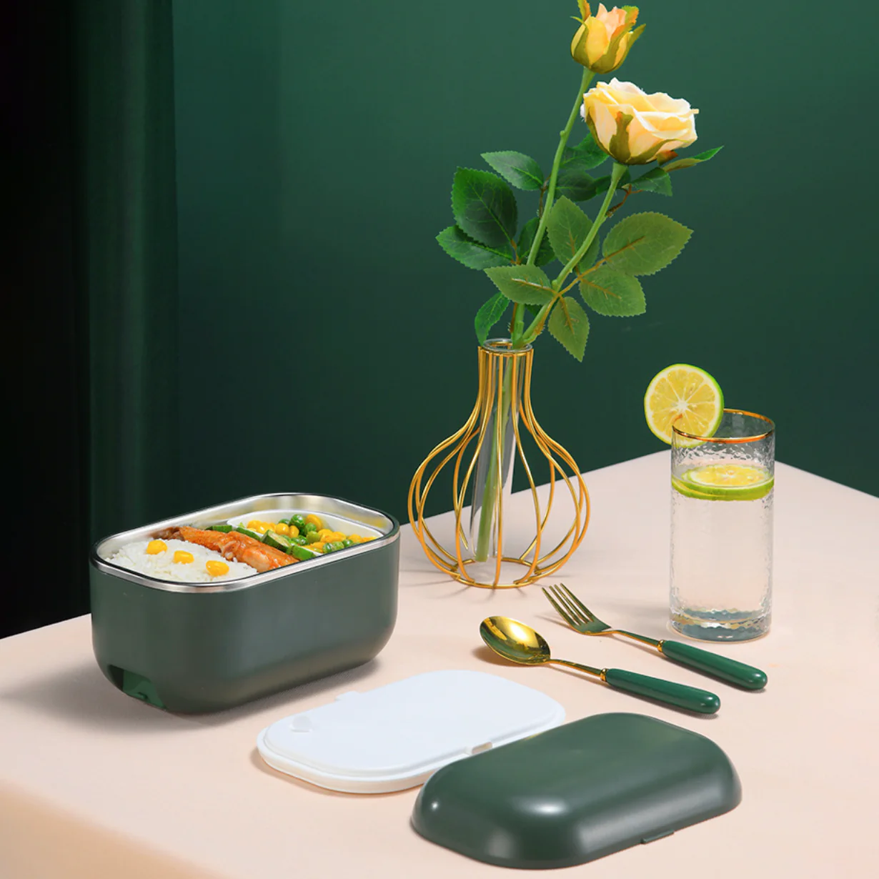 Fresh Meal Electric Hot Lunch Box Green - Image 3