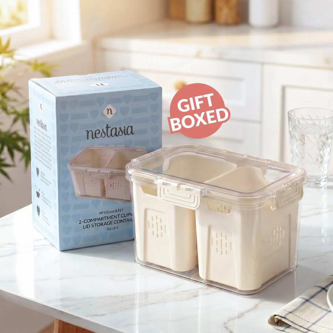 FreshGrid Tall Fridge Storage Box With 2 Compartments - Image 7