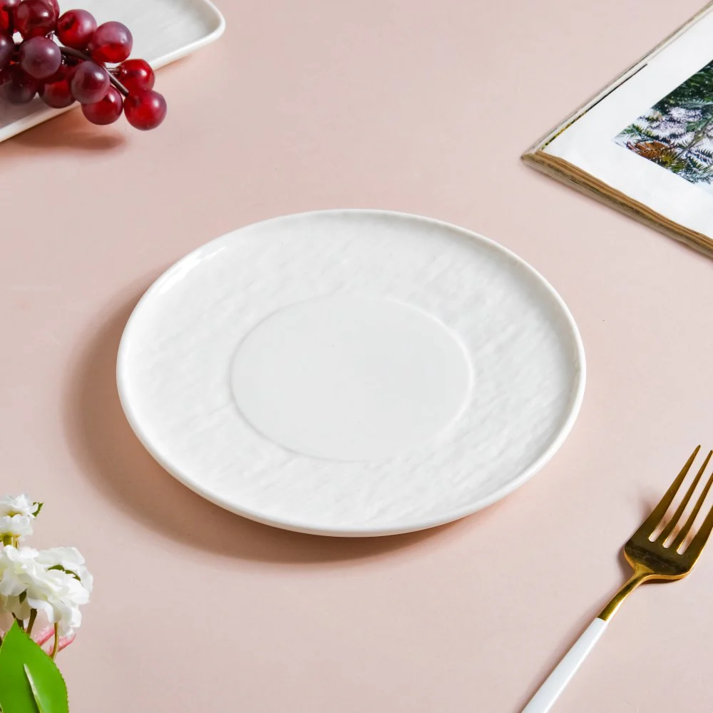 Frore Textured Round Appetiser Plate White Small 7 Inch - Image 6