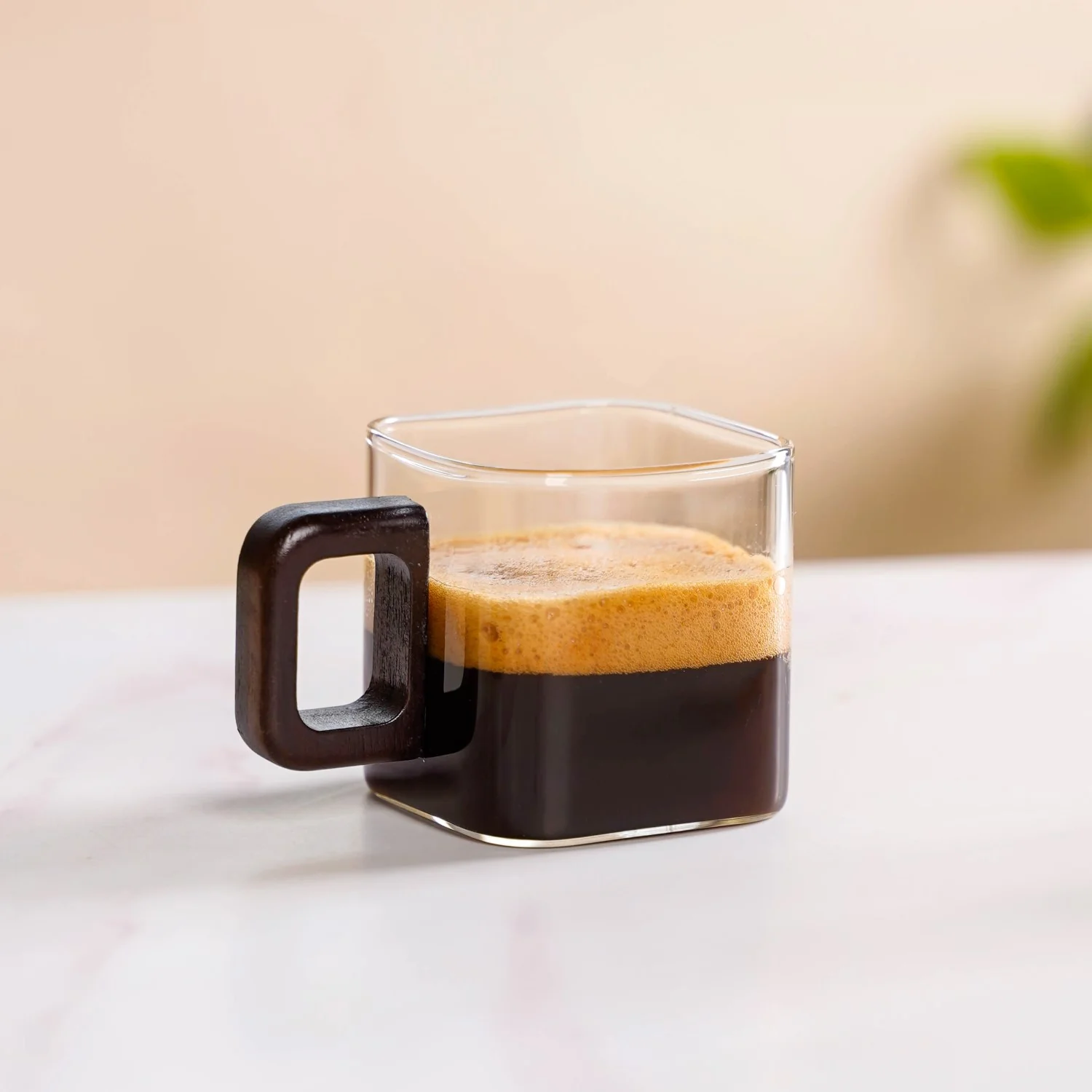 Fusion Square Glass Cups With Wooden Handle Set Of 4 200ml - Image 8