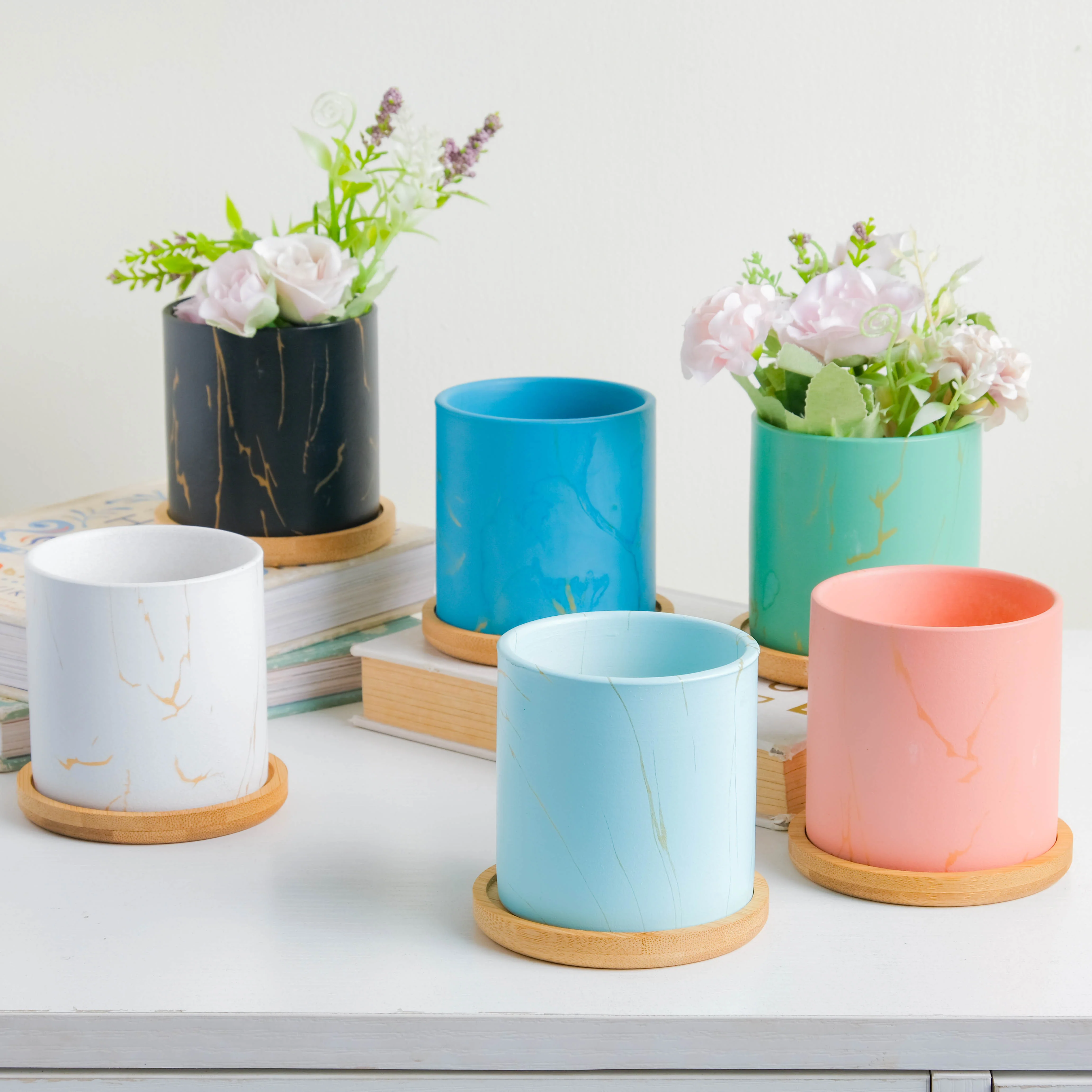 Fuzzy Peach Planter With Coaster - Image 8