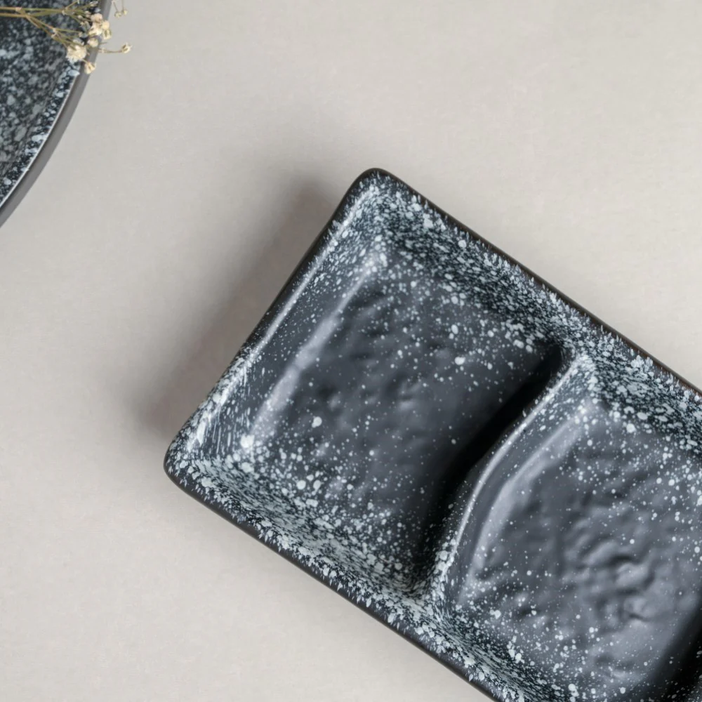 Galaxy Stone Pottery 3 Section Ceramic Dip Plate - Image 5