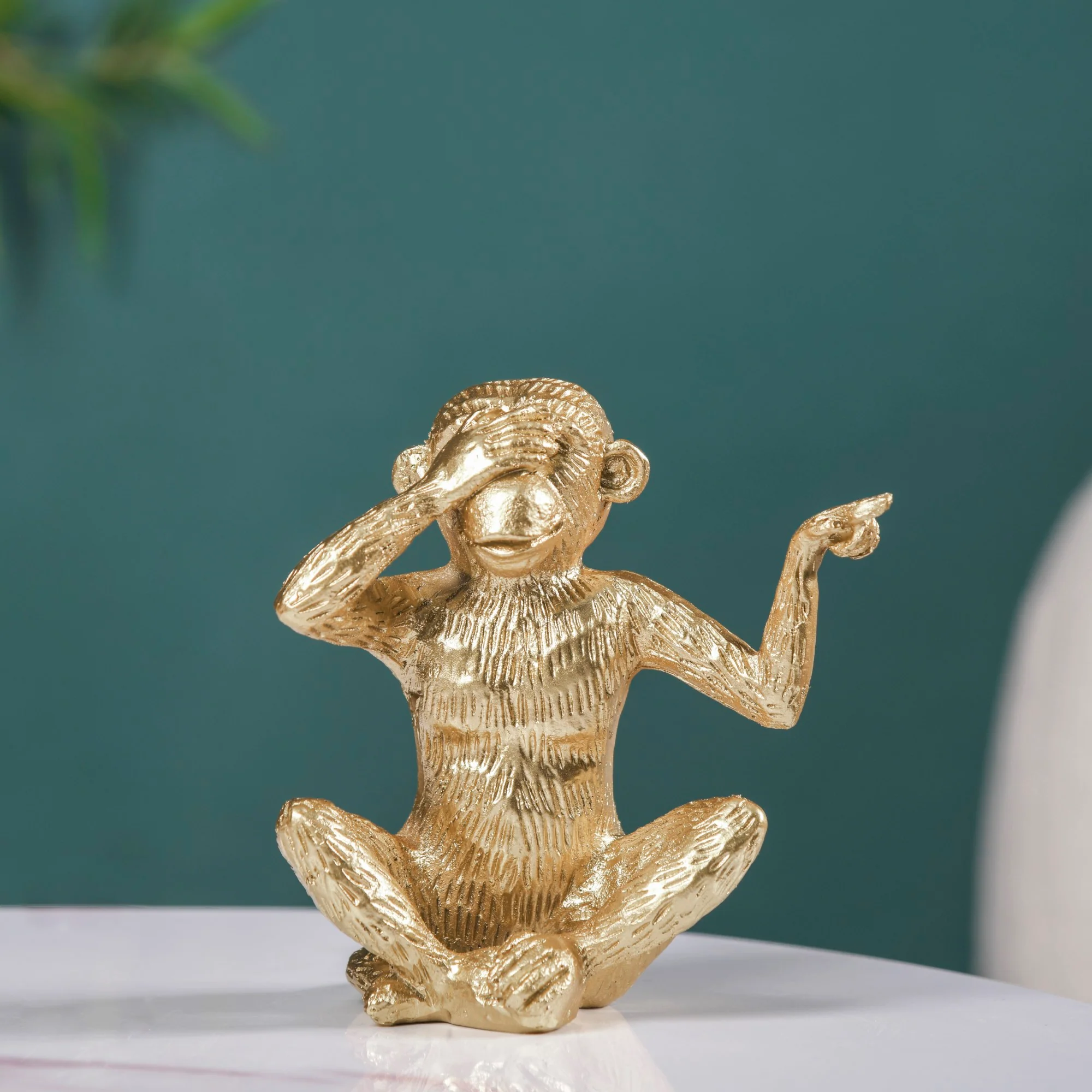 Gandhi Monkey Trio Resin Decor Showpiece Gold - Image 4