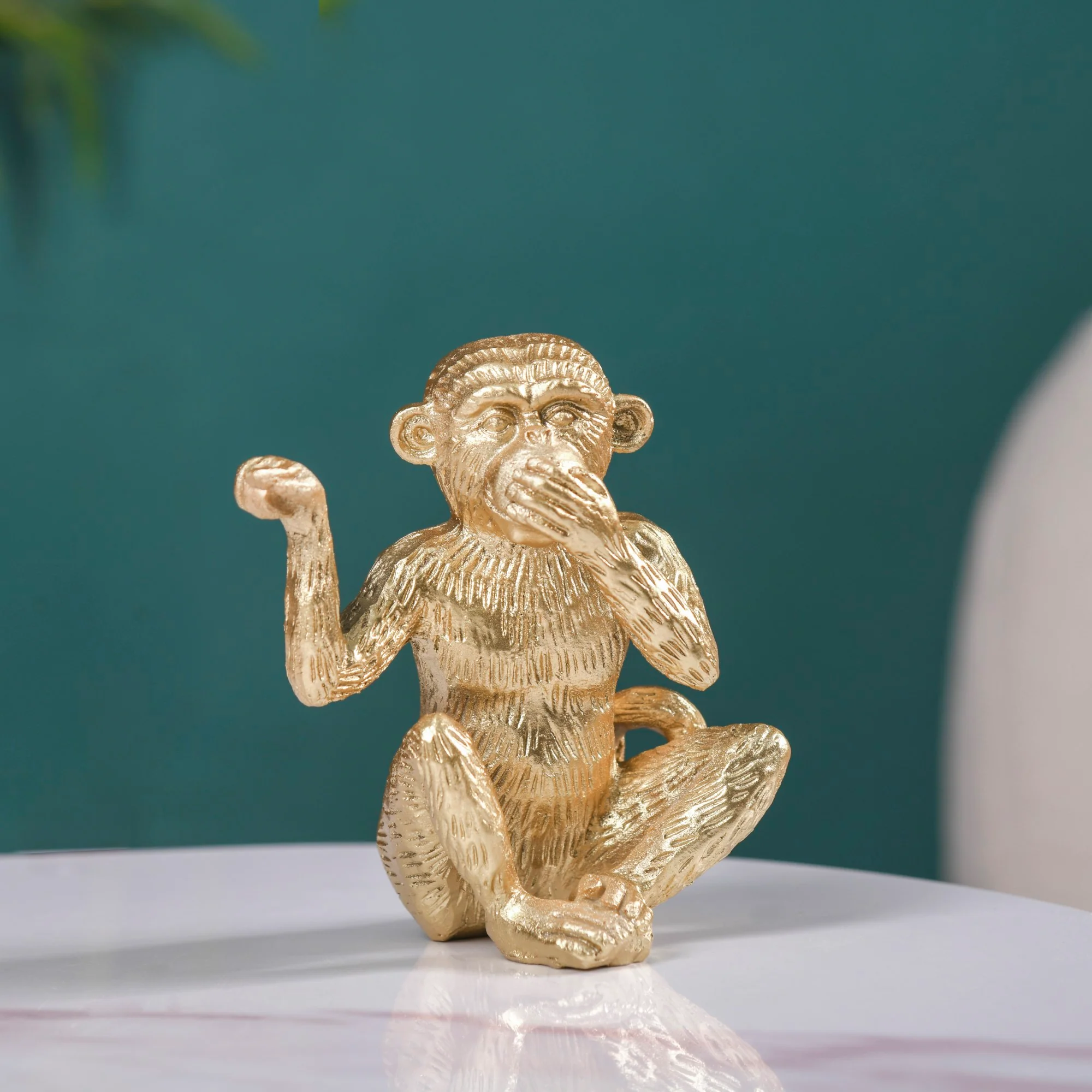 Gandhi Monkey Trio Resin Decor Showpiece Gold - Image 9