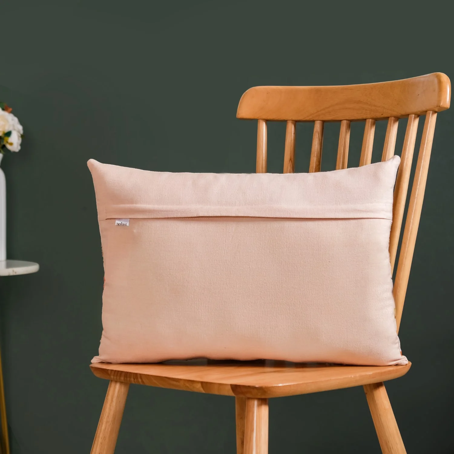 Garden Glory Embroidered Cushion Cover For Home Decor 20x14 Inch - Image 3