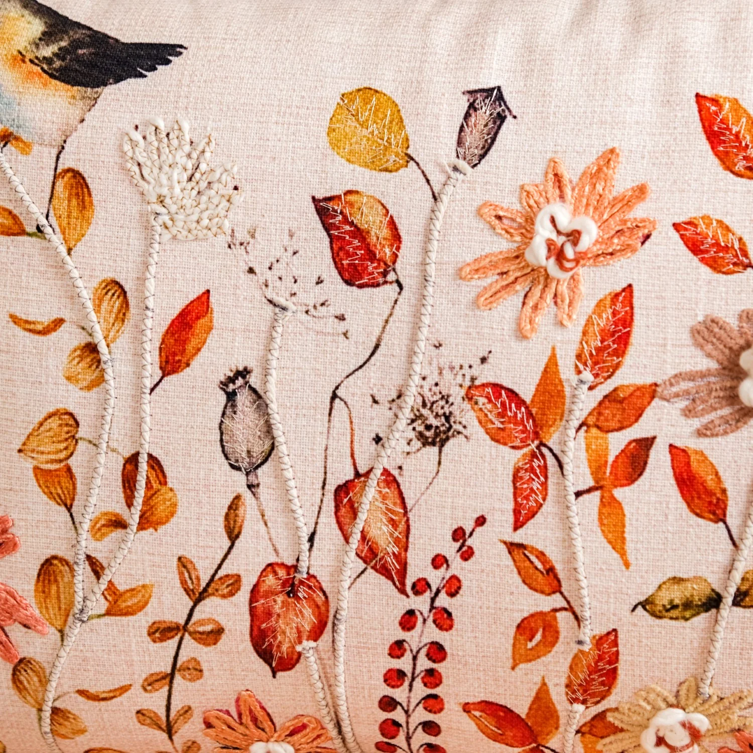 Garden Glory Embroidered Cushion Cover For Home Decor 20x14 Inch - Image 8