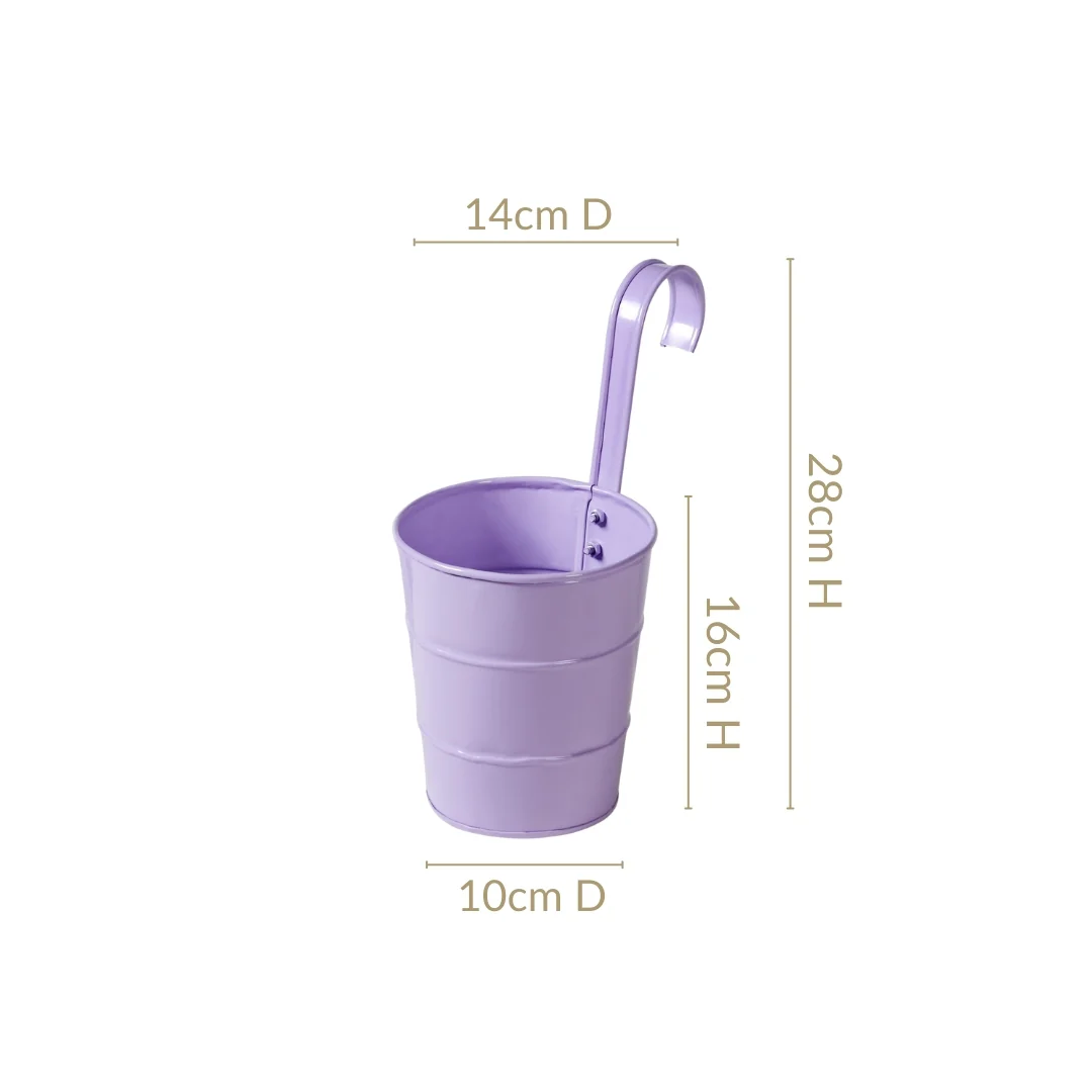 Garden Muse Hanging Flower Bucket Planter Set Of 3 Lavender - Image 4