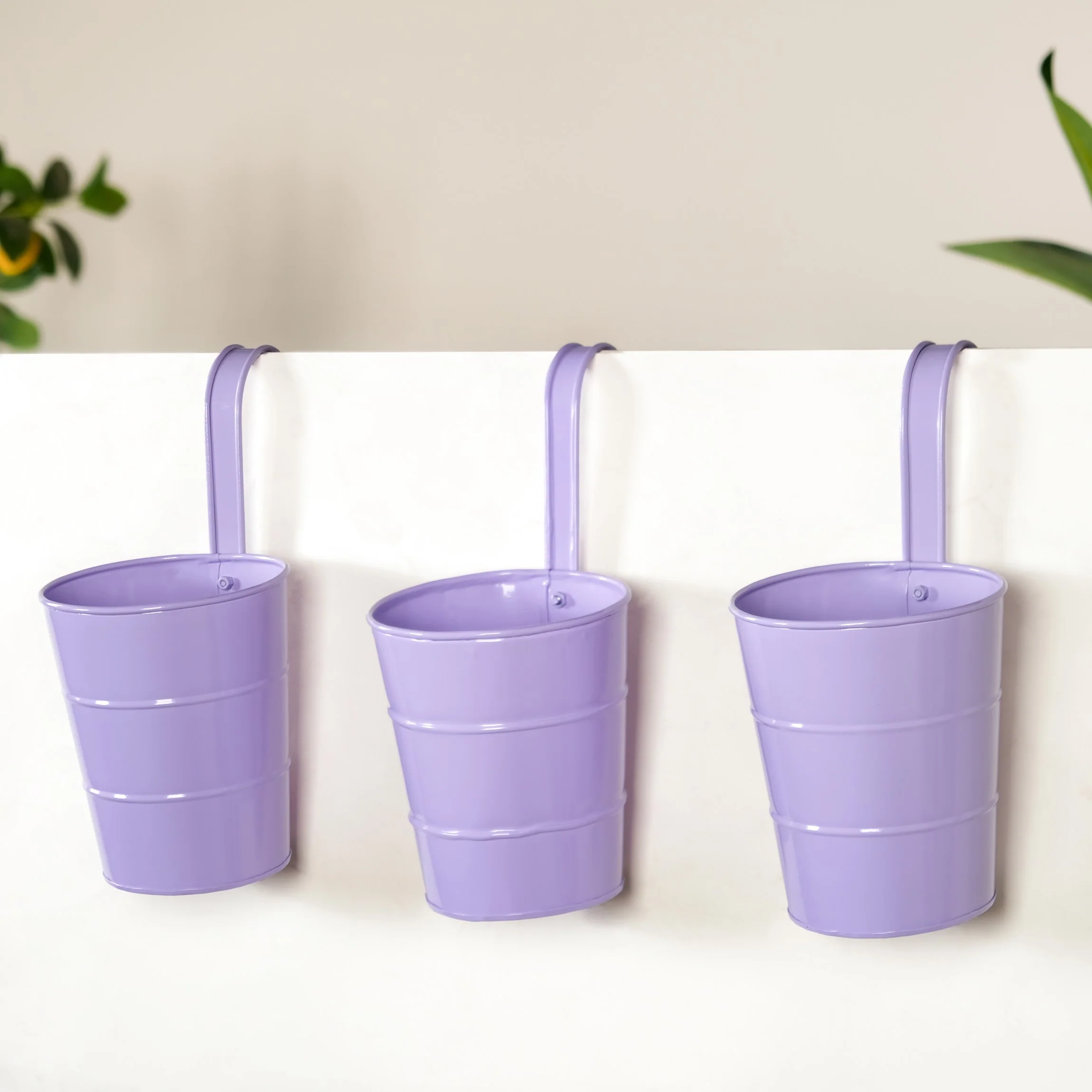 Garden Muse Hanging Flower Bucket Planter Set Of 3 Lavender - Image 9
