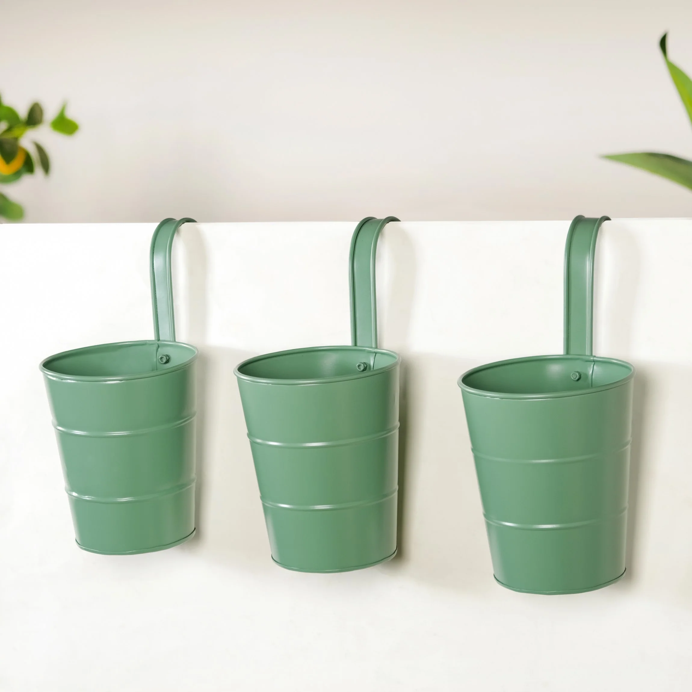 Garden Muse Hanging Flower Bucket Set Of 3 Sage Green - Image 10