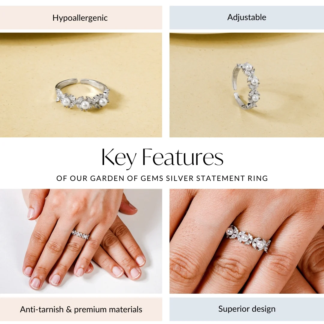 Garden Of Gems Silver Statement Ring - Image 4