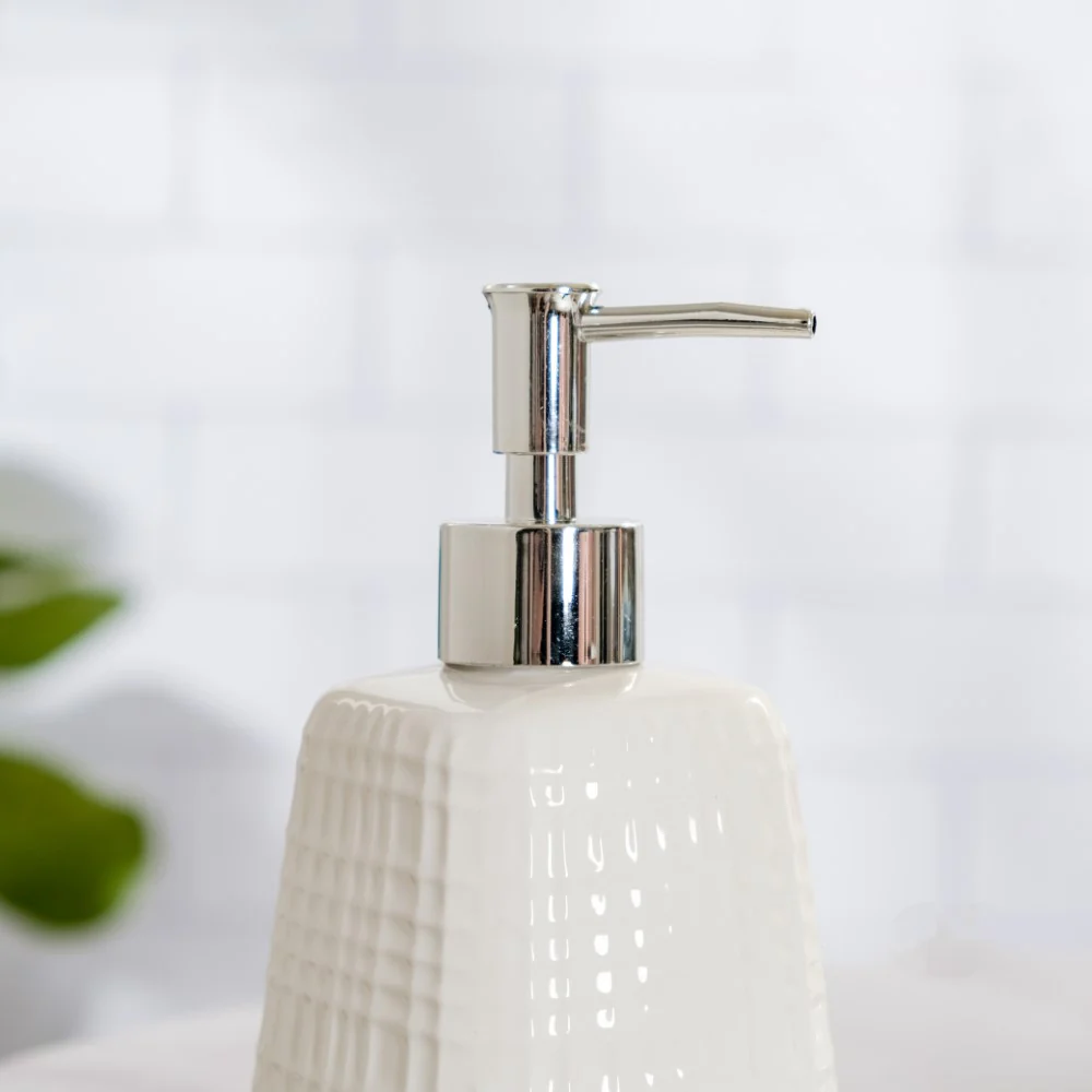 Geometric Ceramic Pump Dispenser White 7 Inch - Image 5