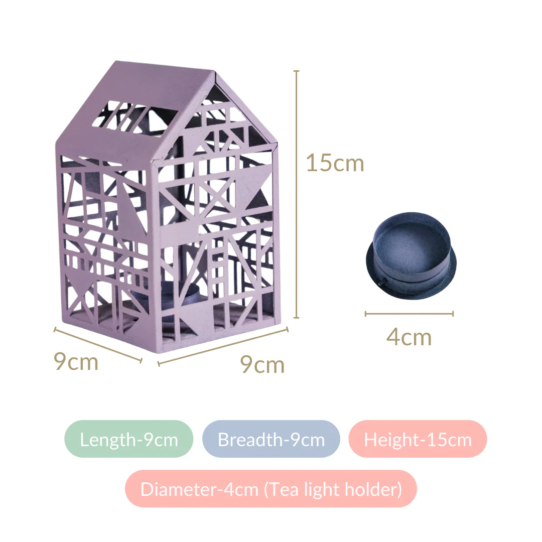 Geometric Cutwork Lantern Lavender Set Of 2 - Image 4