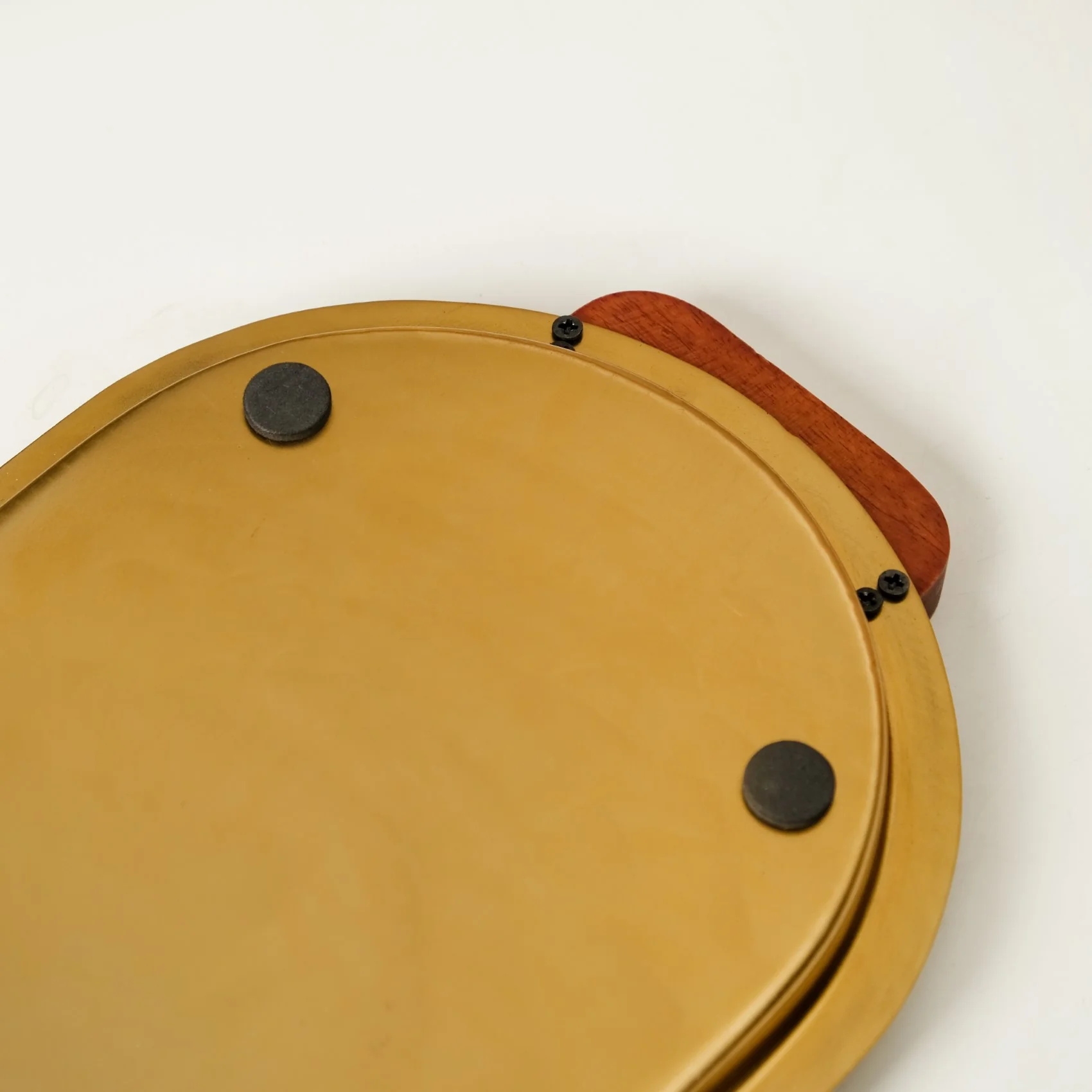 Geometric Embossed Oval Metal Tray With Wooden Handles - Image 8