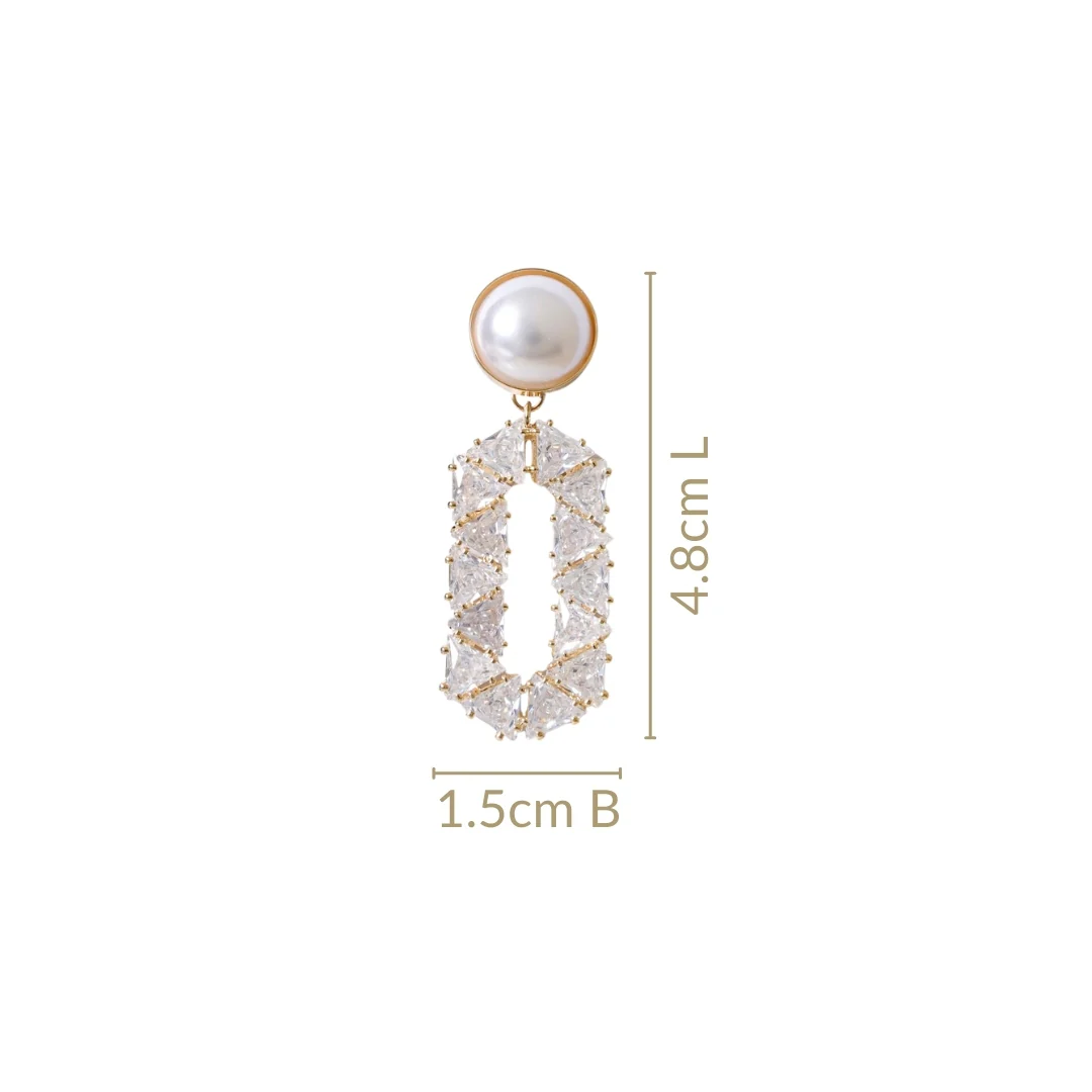 Geometric Gold Pearl Hexa Dangler - Image 3