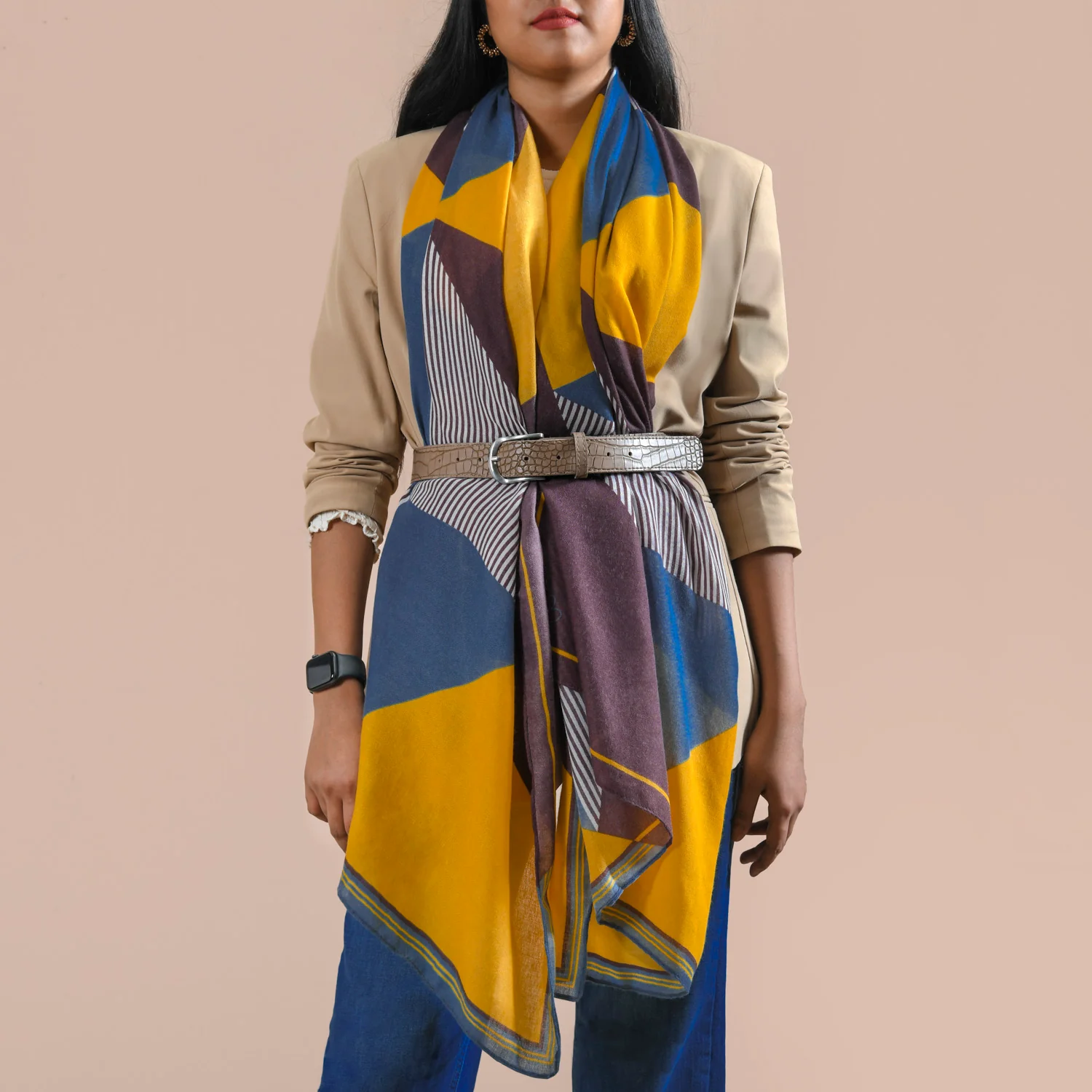 Geometric Super Soft Multicolour Scarf Stole - Image 2