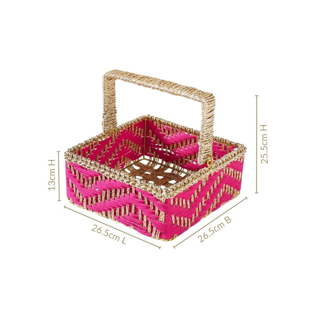 Gift Hamper Basket With Movable Handle Pink - Image 4