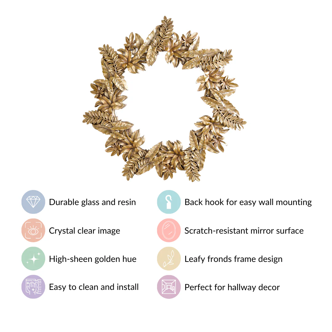 Gilded Leaf Frond Decorative Mirror Gold - Image 5