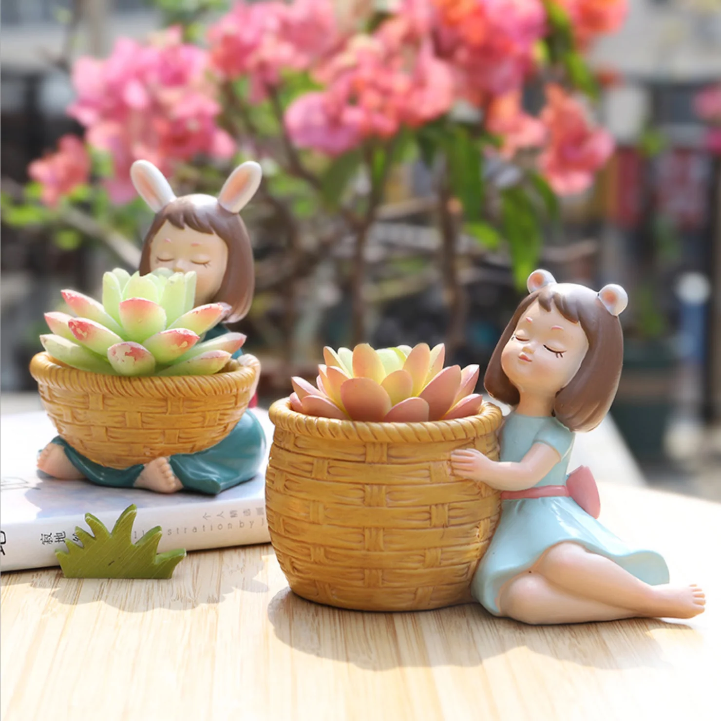 Girl With Basket Planter - Image 5