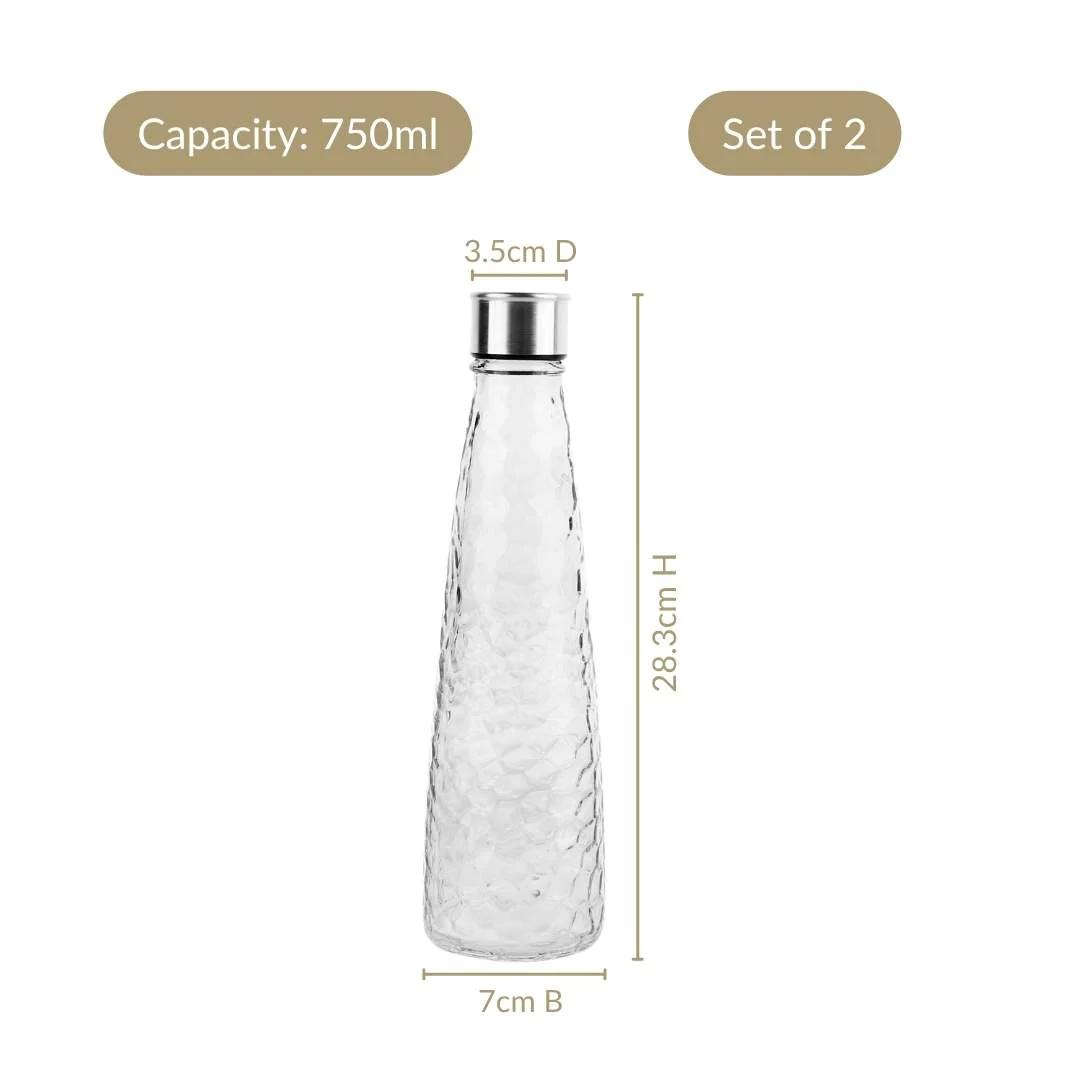 Glass Bottle With Stainless Steel Lid Set Of 2 750ml - Image 3