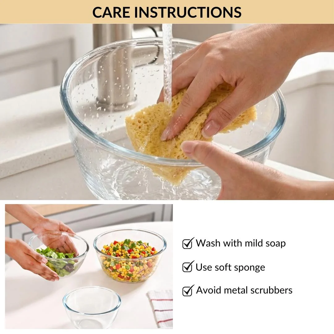 Glass Bowl Set Of 3 Microwave Oven Safe - Image 7