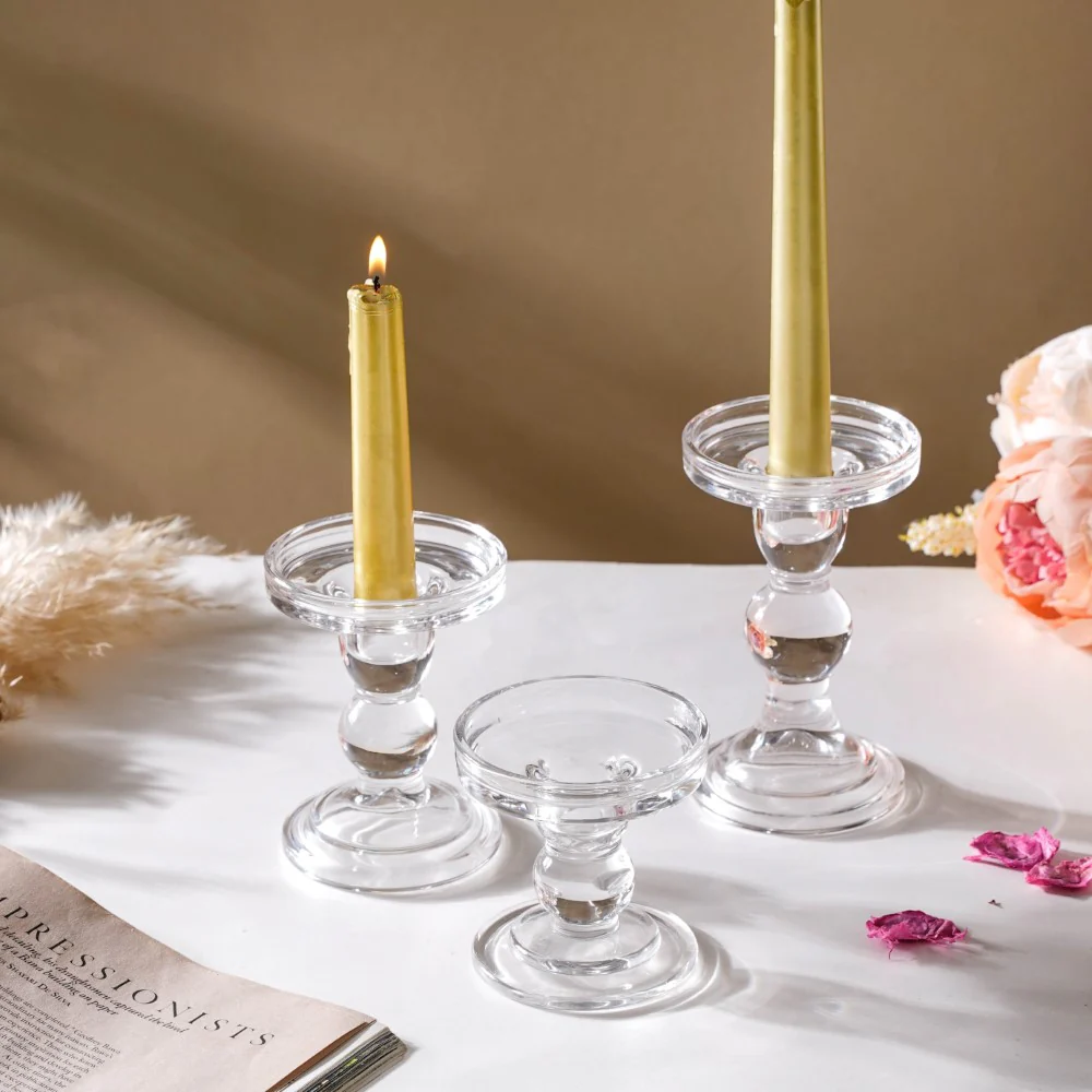 Glass Candle Stand Decor Set Of 3