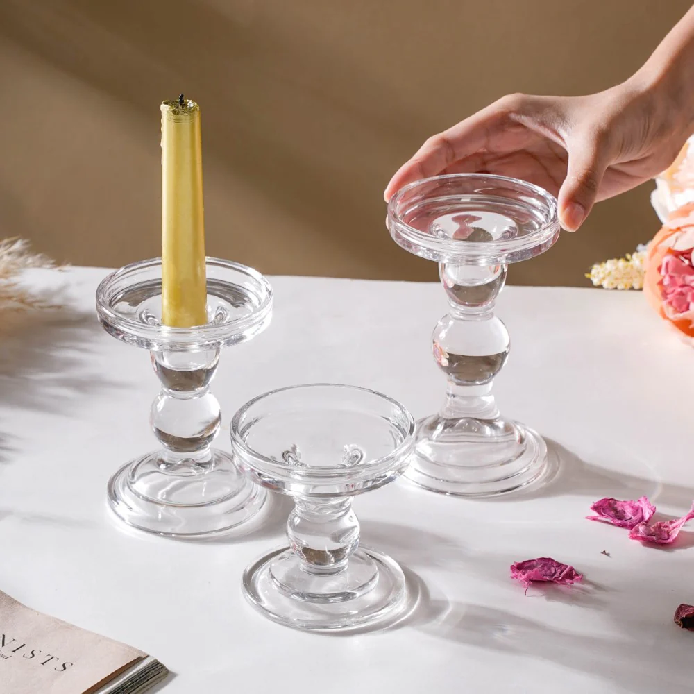 Glass Candle Stand Decor Set Of 3 - Image 2