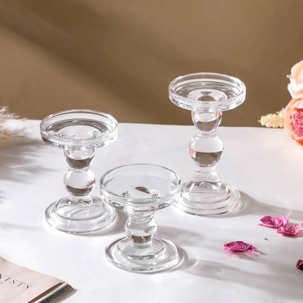 Glass Candle Stand Decor Set Of 3 - Image 3
