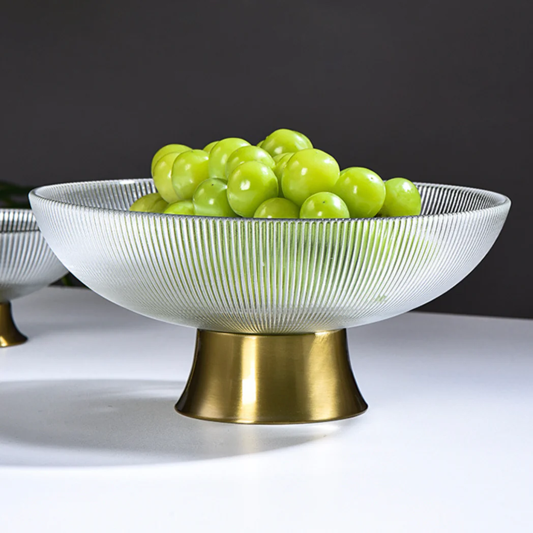 Ribbed Glass Decorative Fruit Bowl - Image 3