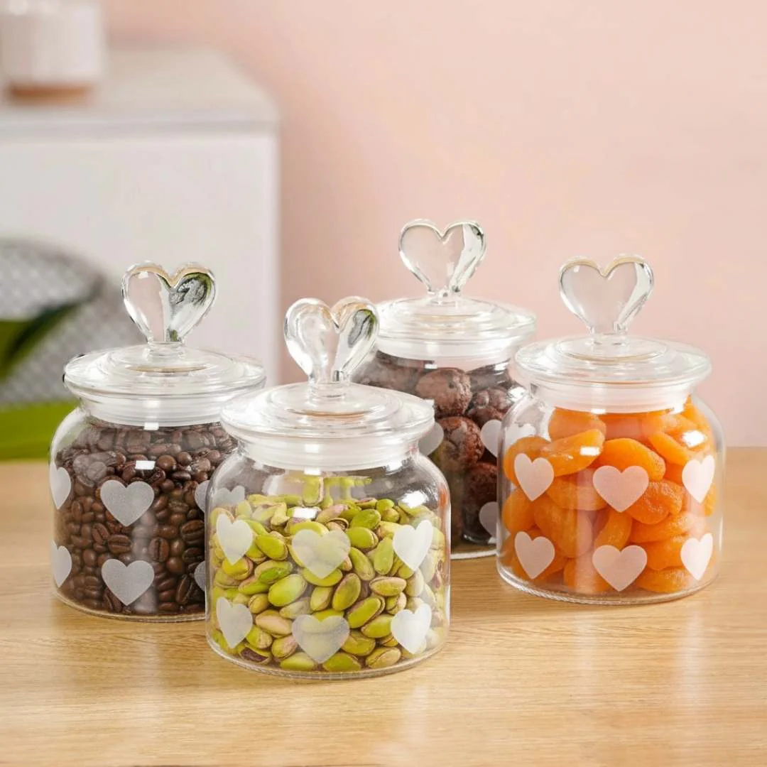 Glass Heart Knob Jar Set Of 4 700ml - Image 6