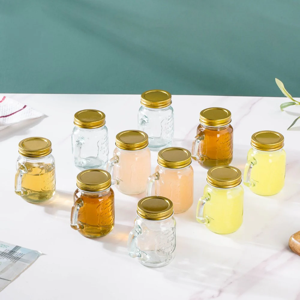 Glass Mini Mason Jar Mug With Lid Set Of 10 110ml - Image 13