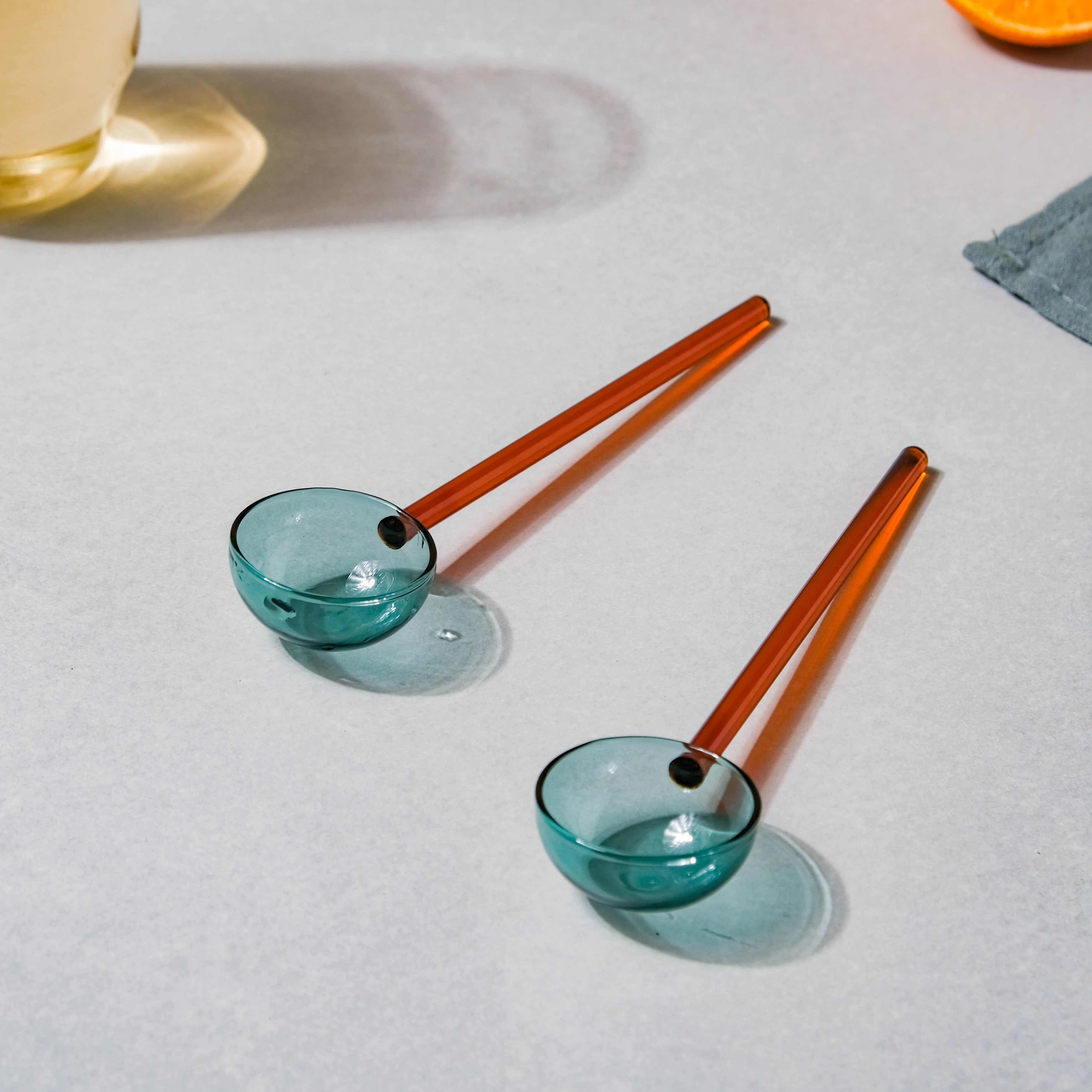 Glass Scoop Spoon Set of 2 Brown - Image 6