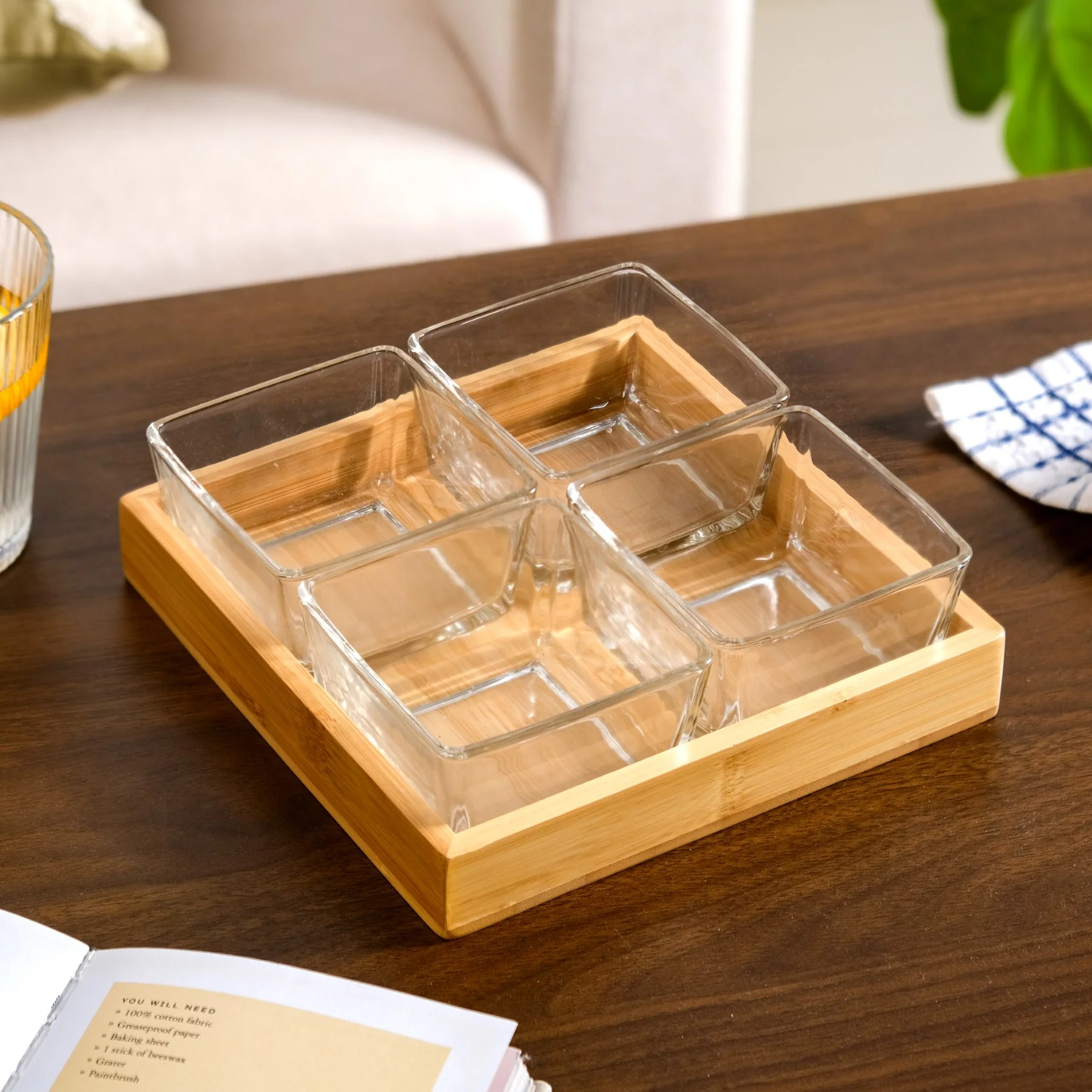 Glass Snack Serving Bowls With Tray - Image 10