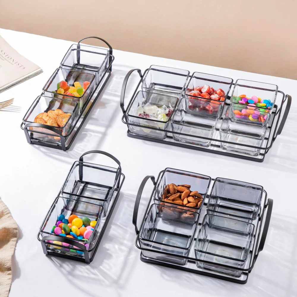 Glass Square Bowl With Tray Set Of 4 200ml - Image 11