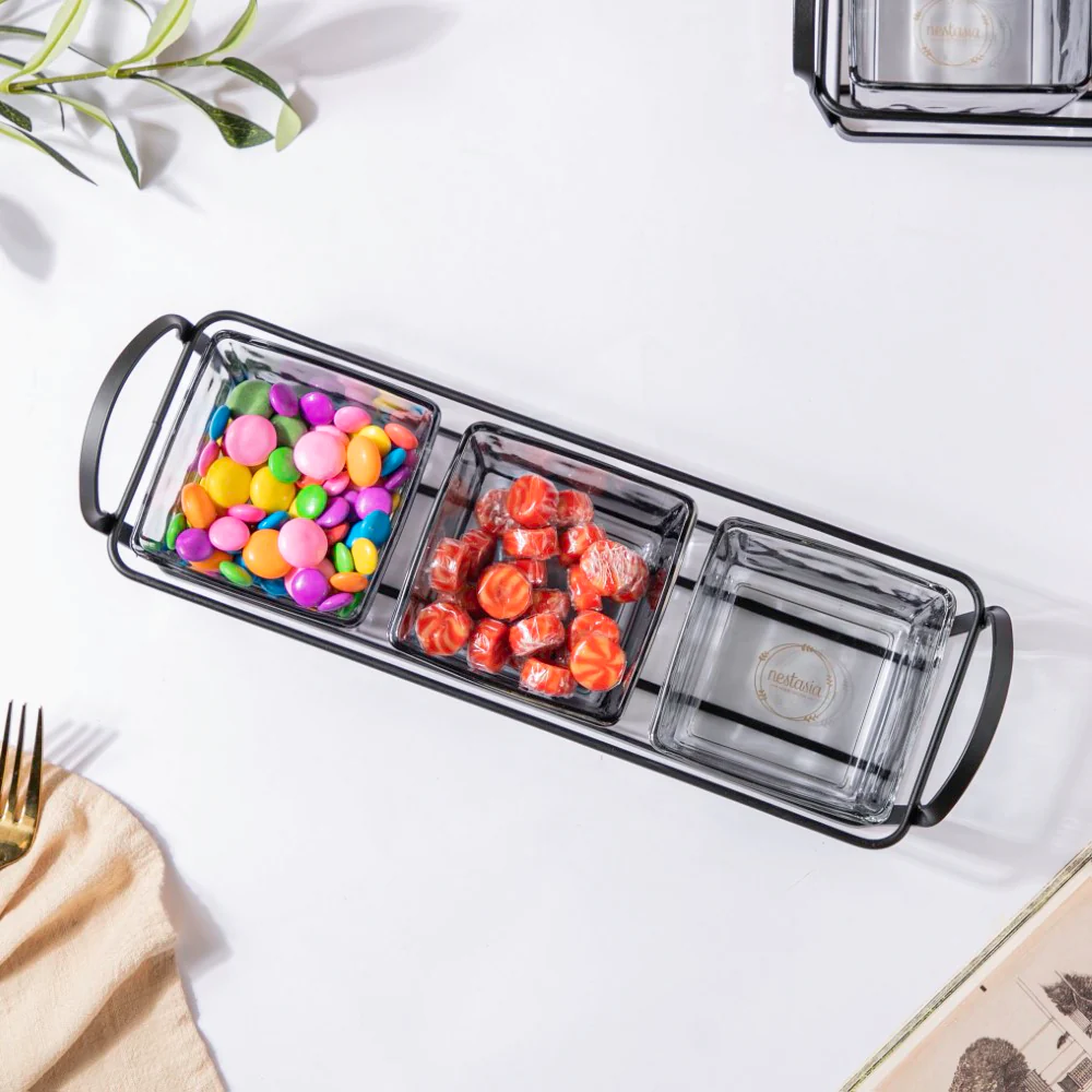 Glass Square Bowl With Tray Set Of 4 200ml - Image 7