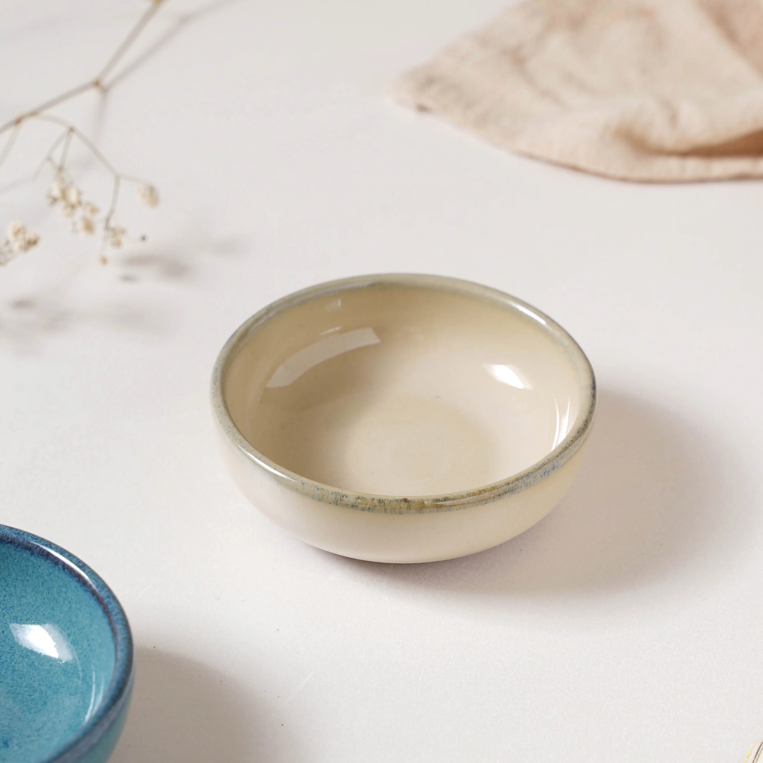 Glazed Ceramic Beige Dip Bowl 50 ml - Image 4