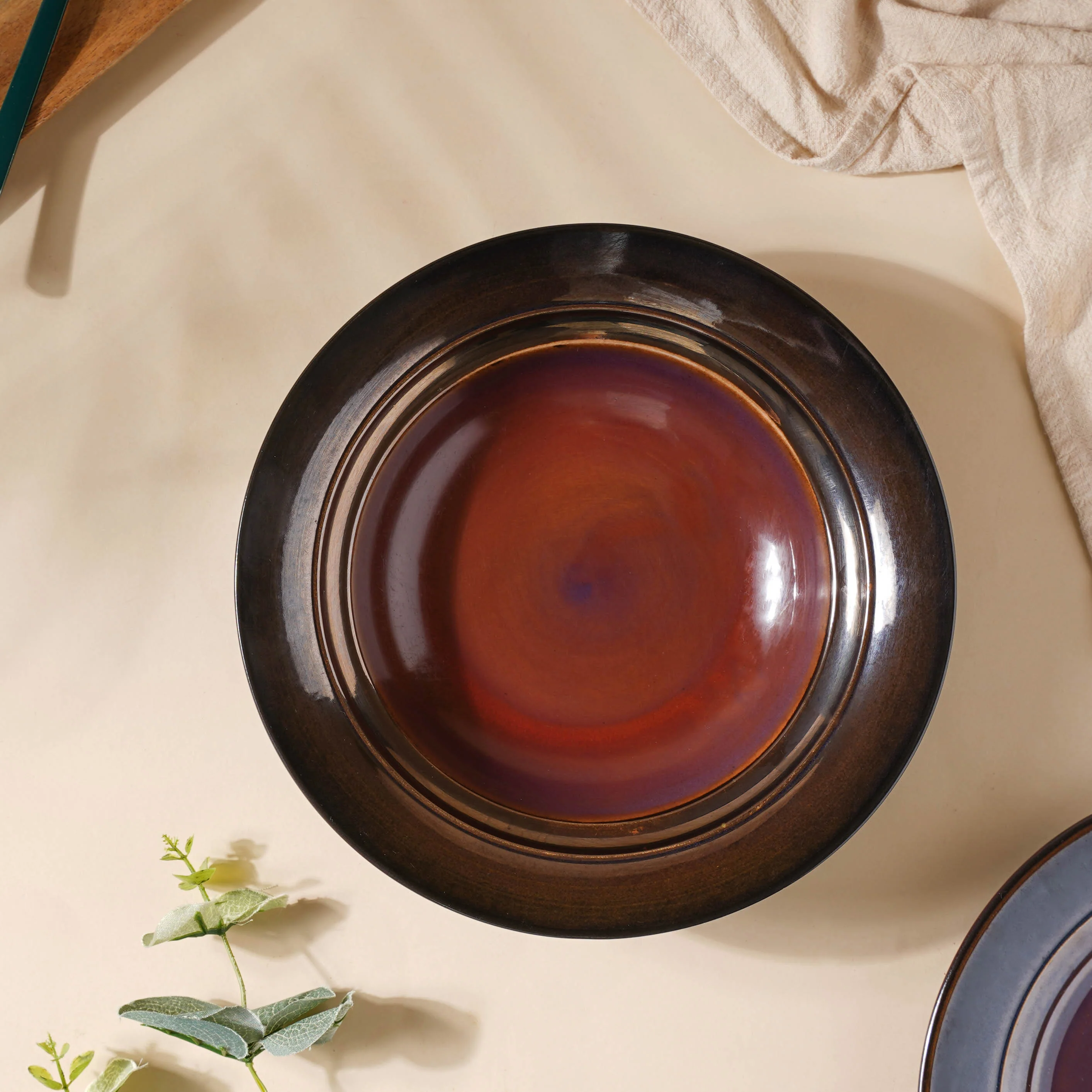 Glazed Ceramic Brown Pasta Plate 9 Inch - Image 6