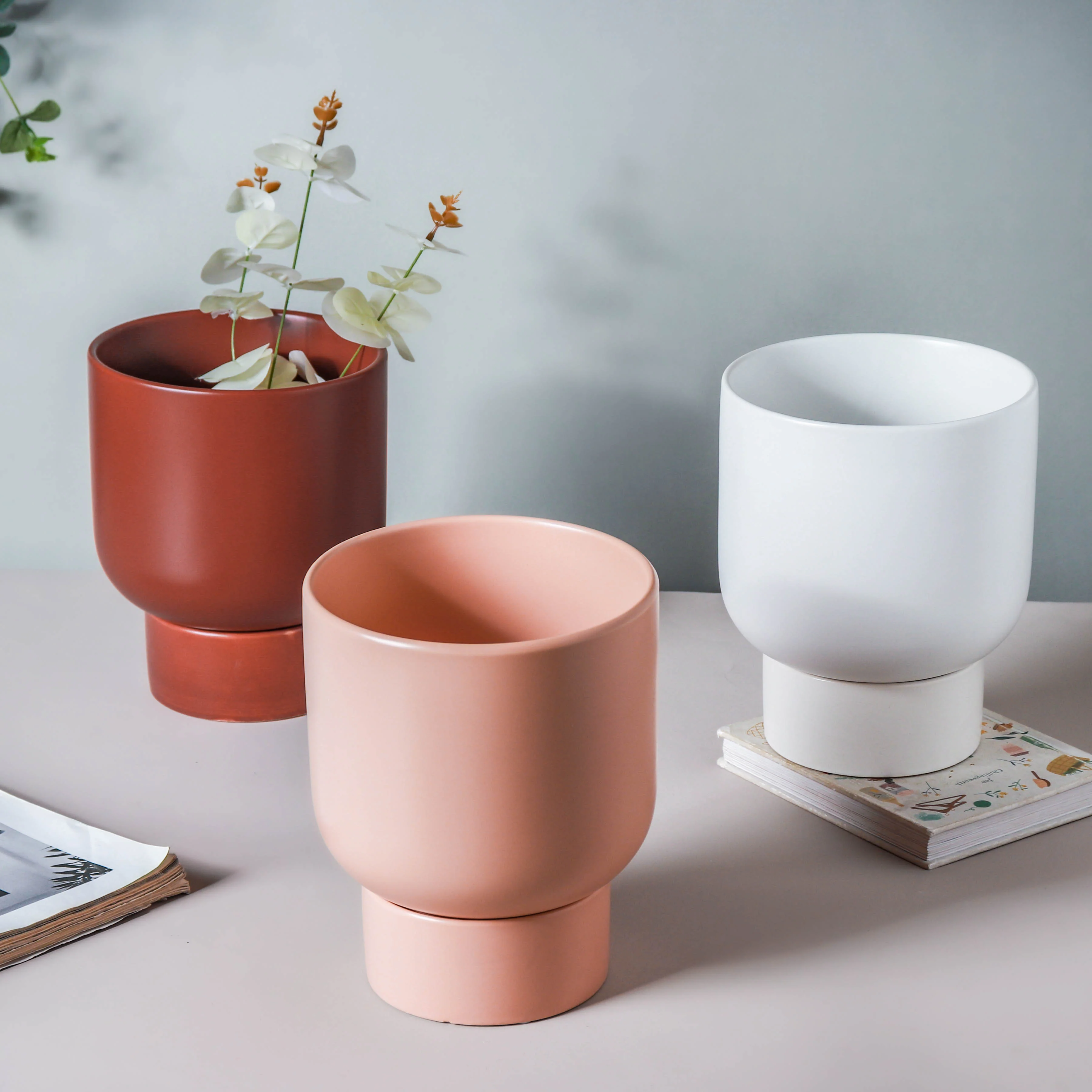 Glazed Flower Planter With Stand - Image 2