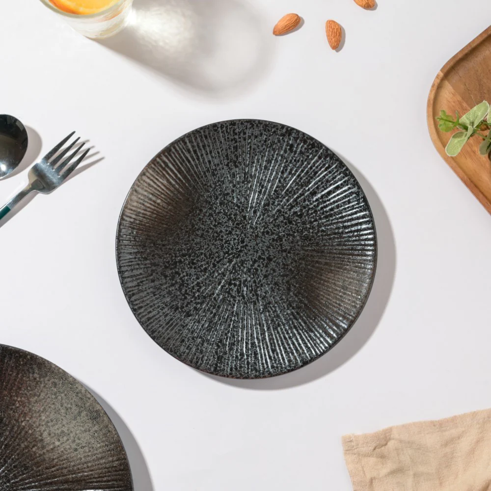 Glazed Texture Snack Plate Black 8 Inch - Image 4