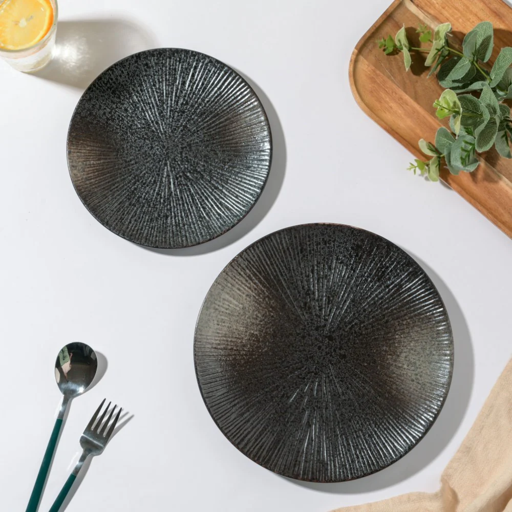 Glazed Texture Snack Plate Black 8 Inch - Image 6