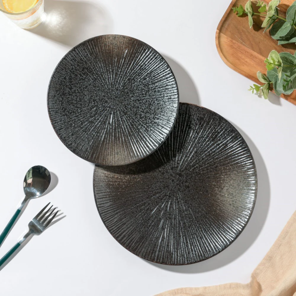 Glazed Texture Snack Plate Black 8 Inch - Image 7
