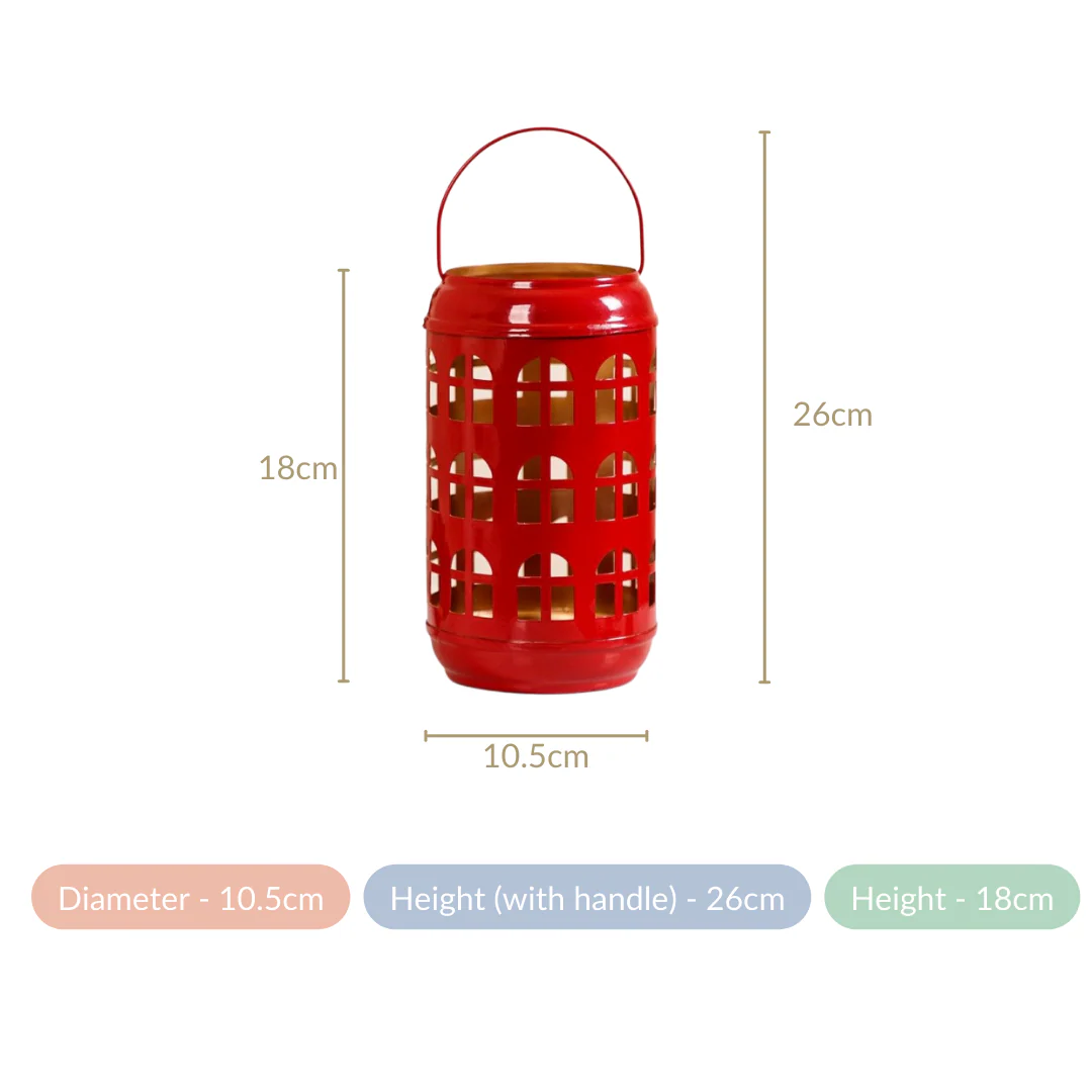 Festive Red Candle Holder With Handle Set of 2 - Image 6