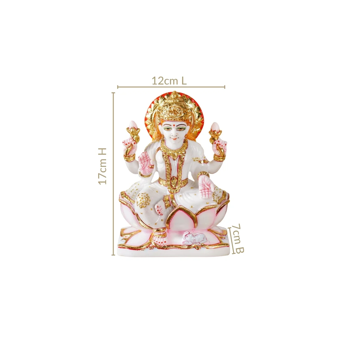 Goddess Laxmi On Lotus Idol 17x12cm - Image 3