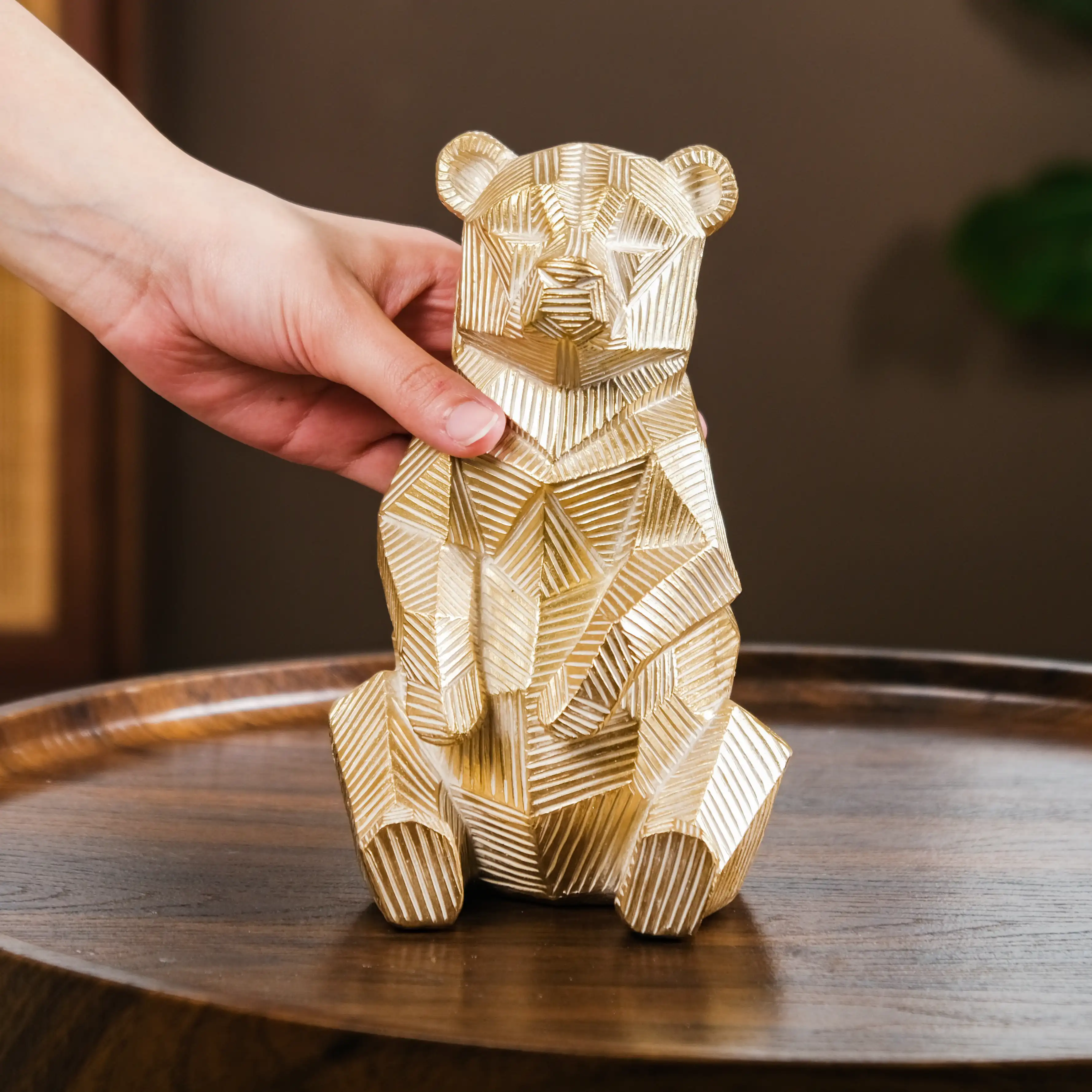 Gold Accent Bear Statue - Image 2
